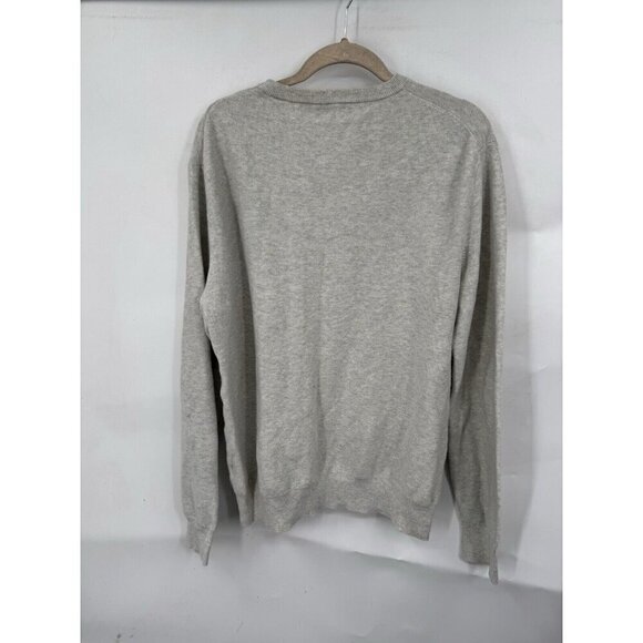 J. Crew Cotton Crewneck Sweater Men’s Large Silver Knit Minimalist Preppy Casual - Picture 2 of 8